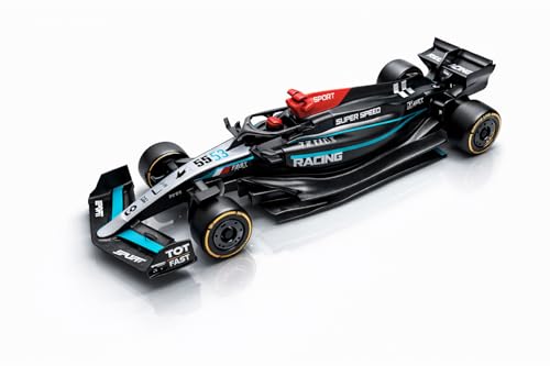 Image of Mercedes-AMG F1 W15 Pull Back Race Car Toy, 1:36 Scale Die-Cast Metal Formula Racing Car Model, Pull Back Action Toy Car for Kids Boys Girls 3+ & Racing Enthusiasts (Black with Blue)