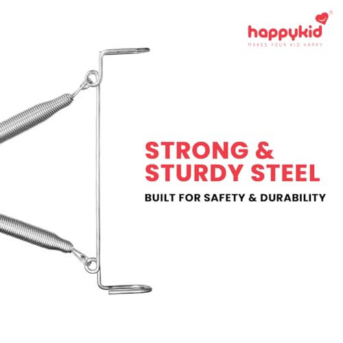 Image of Happykid Baby Cradle Set | Durable Cotton Cloth, Mosquito Net, Spring, Triangle and Window Hanger (Silver, Triangle Hanger)