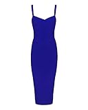 whoinshop Women's Rayon Strap Mid-Calf Length Evening Party Bandage Prom Dress (XS, Blue)