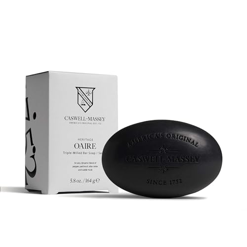 Image of Caswell-Massey OAIRE Castile Bar Soap, Black Clay Men's Body Wash, Moisturizing Natural Soap for Face, Hands & Bath, Triple-Milled with Essential Oils, Plant-Based & Cruelty-Free, Made in USA, 5.8 oz