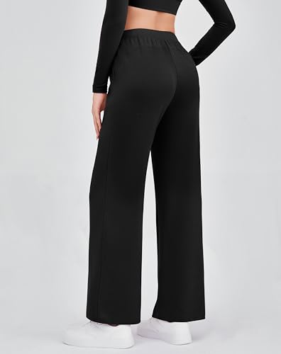Gracyoga Work Pants for Women Stretch Slacks Elastic High Waisted Casual Wide Leg Long Lounge Pant Trousers with Pocket4
