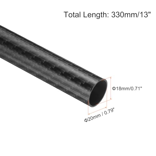 QUARKZMAN 2Stk Kohlefaser Rohr 18 x 20 x 330mm Glänzende Oberfläche Stange 3k Rolle Umwickelt Reines Kohlefaser Rund Rohr für Rc Flugzeug Multikopter