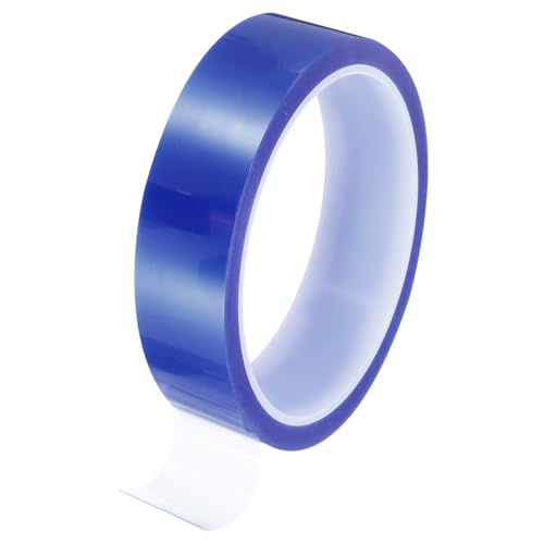 Image of uxcell Blue Heat Tape, 1 Roll 25mmx33m 108ft High Temperature Heat Resistant Tape for Sublimation,Heat Vinyl Press,Heat Transfer, Circuit Board, No Residue