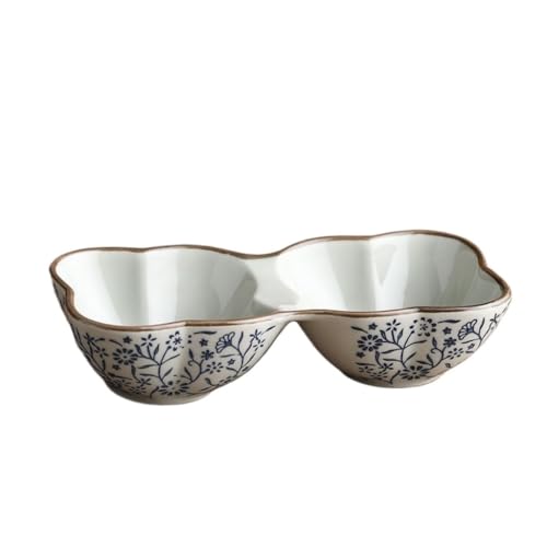 ULTRAWAVE Snack Plate Two-compartment Double-deep Plate Ceramic Side Dish Household Seasoning Dipped in Vinegar and Soy Sauce Dish Appetizer Plates