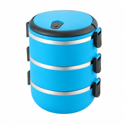 Image of 3 Layer Steel Insulated Lunch Box for Office Use (Multicolor) | Leak-Proof Tiffn Box with Airtight Food Containers | Hot Tiffin Box for Office,School | Lunch Box for Men Women Kids(1-pcs)