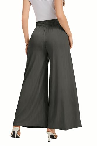 Image of KICZOY Women Flowy Pants Drawstring Waist Wide Leg Palazzo Beach Pants Loose Fit with Pockets