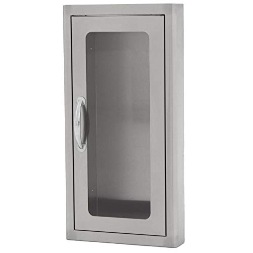 BBQGuys 14-Inch Stainless Steel Semi-Recessed 10 Lb. Fire Extinguisher Cabinet