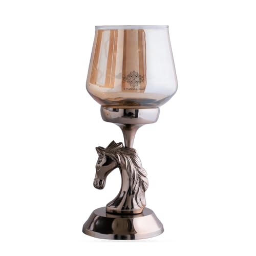 Indian Art Villa Decorative Horse Head Candle Holder with Glass