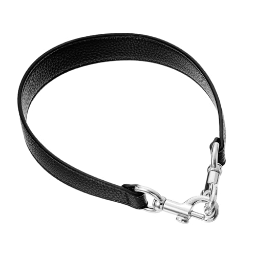 uxcell 19.29 Inch PU Leather Short Bag Strap with Clasp, Purse Handles Handbags Replacement Straps for Clutch Bag Underarm Bags, Black, Silver Buckle