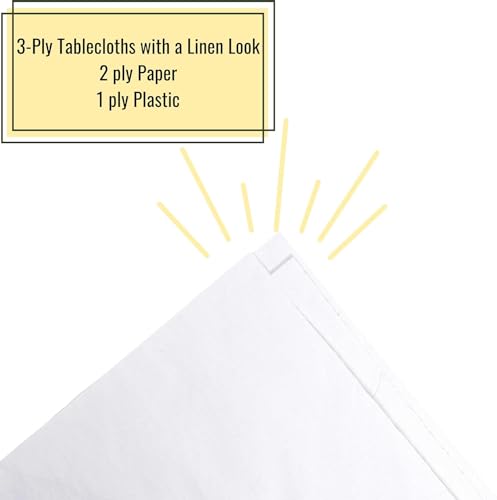 Cozy Luxe Home TC12PK 12-Pack White Round Paper Tablecloths - 82In Linen-Like Disposable Tablecloth thumb #4