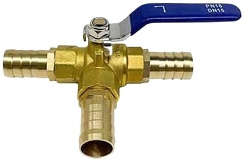 Garden Tap Connector Water Pipe Connectors, Pool Diverter Valve 3 Way, Hose Splitter,1pcs L-Port 3 Way Ball Valve,6-25mm Hose Barb Three Way Brass Valve,Connector Adapter(19mm Barb)