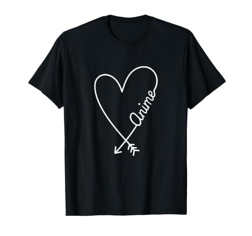 Anime Cute Graphic Heart Love T-Shirt, Men, Black, Small