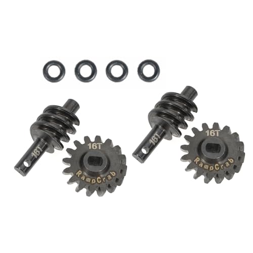 RampCrab Differential Gear Set 16T, 2 Sets, Hardened Steel, 1/24, Upgrade Parts for SCX24 Bronco Deadbolt JLU B-17 Gladiator C10, 1/24 RC Crawler Car