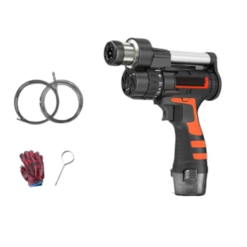 LAJOKING 電動トイレ詰まり解消ツール、電動排水オーガー、ポータブル、充電式、操作簡単、1人操作、配管工、家庭用、業務用清掃ツールに最適 (12V ワンドリル 4.5mセット)