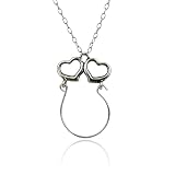 FashionJunkie4Life Pewter Charm Holder Necklace | Double Heart Charm Holder with 18' Chain | 36x23mm Pendant Pewter Jewelry for Women | Jewelry Holder Gifts for Girls & Women