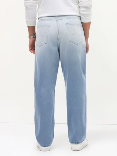 Image of Urbano Fashion Men's Loose Baggy Fit Heavy Washed Faded Denim Jeans Non-Stretchable