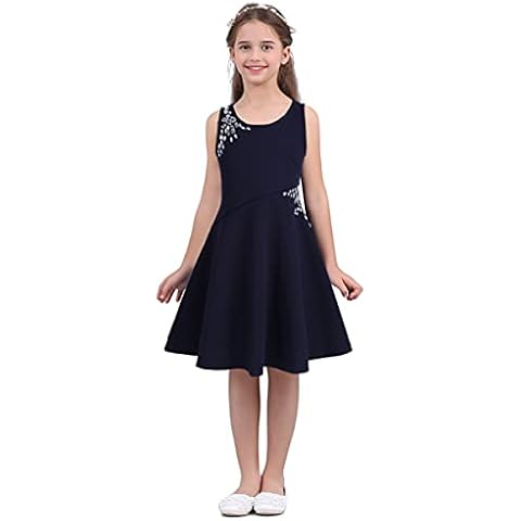 IEFIEL Vestido Corto de Fiesta Elegante para Niña sin Manga Cover