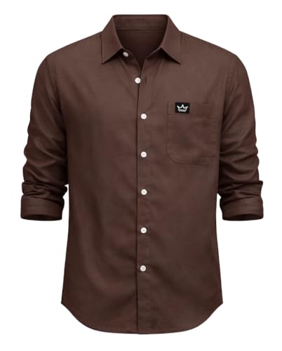 Image of IndoPrimo Men's Regular Fit Cotton Casual Shirt | Premium Solid Full Sleeve Shirt
