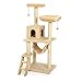 KKJKK Multi Livello Albero del Gatto Torre con Tiragraffi in Sisal e Amaca, Grande Condominio Gatto Palazzo del Gatto con Gatto A Casa Trespoli Peluche per Gattini Grandi Felini,Beige