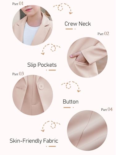 Batermoon Girls 2 Piece Outfits Button Front Long Sleeve Blazer and Short Pants Suit Sets 4-14 Years