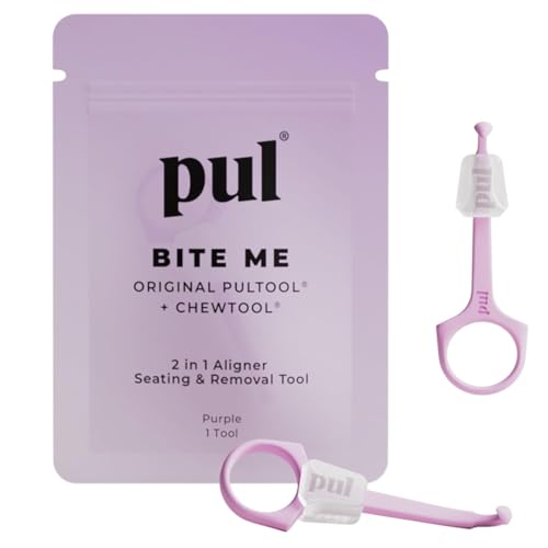 Image of PUL 2 in 1 Clear Aligner Chew and Remover Tool - Purple | Chewie Combo + Orthodontic Remover | Reusable & BPA Free for Invisalign | Pack of 2
