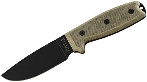 Ontario Knife Company RAT-3 1095 Fixed Blade Knife with Sheath - Green