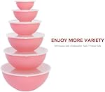 BoxedHome BPA Bol de mélange rond en plastique gratuit avec des lids, 12 Conditionner les bols avec ensemble de lids, micro-ondes et lave-vaisselle préparation sécuritaire & Servant des bols parfaits pour le mélange, la cuisson, le service (pink, 12pcs)