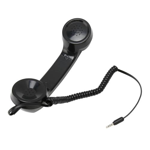 Mobiltelefon-Telefonhörer, Retro-Telefonhörer, Integrierter Telefonhörer und Mikrofondesign mit Hervorragender Klangqualität, Geeignet für Alle Smartphones und Computer (Black)