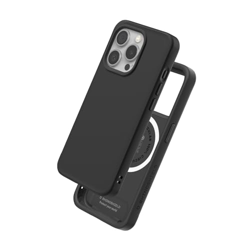 RhinoShield Case Compatible with Magsafe for iPhone 15 Pro | SolidX - Reinforced Shock-Absorbing Slim Design Protective Cover with 3.5M / 11ft Drop Protection - Classic Black