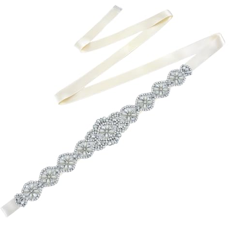 Bridal Rhinestones Sash Applique Pearls Beaded Belt Handmade Crystal Bridal Belts Thin Evening Dress Accessories