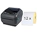 Produktbild Labelident Starter-Set - Zebra GK420d Drucker mit Abreißkante inkl. 6000 Versandetiketten (12 Rollen ERT-E103X150Z1), 203 dpi - Thermodirekt - LAN, USB