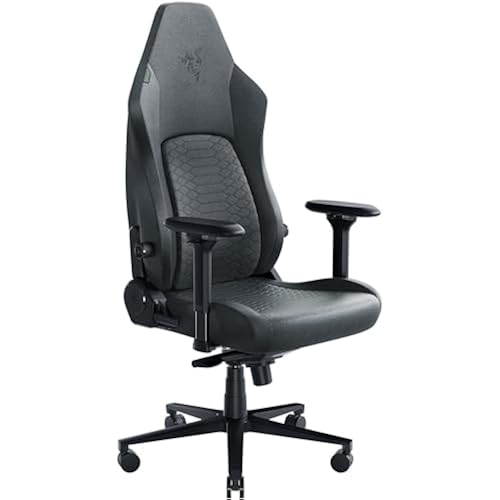 Razer Iskur V2 Gaming Chair: Adaptive Lumbar Support - Adjustable Lumbar Curve - High Density Foam Cushions - Reactive Seat Tilt &152-degree Recline - 4D Armrests - Fabric - Dark Grey