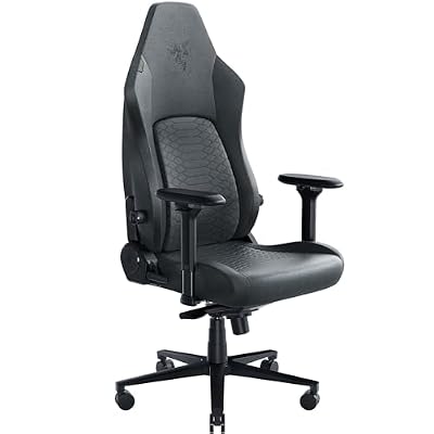 Razer Iskur V2 Gaming Chair: Adaptive Lumbar Support - Adjustable Lumbar Curve - High Density Foam Cushions - Reactive Seat Tilt &152-degree Recline - 4D Armrests - Fabric - Dark Grey