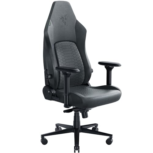 Razer Iskur - Premium Gaming-Stuhl mit integrierter Lendenwirbelstütze (Schreibtischstuhl / Bürostuhl, mehrlagiges Kunstleder, Schaumstoff-Polster, Kopfpolster, Höhenverstellbar) Schwarz - Grün