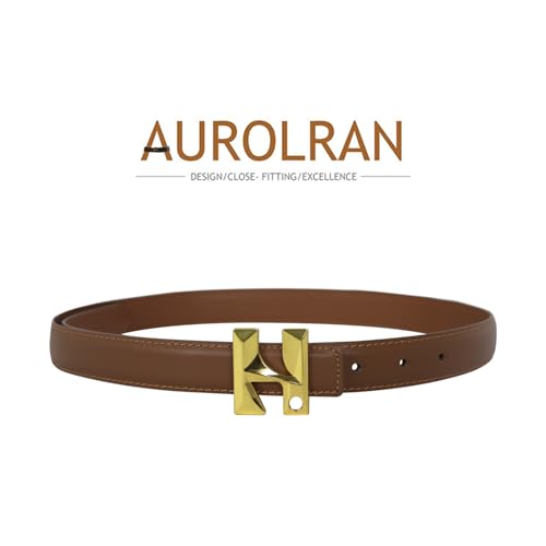Image of Aurolran Women's Fashion Classic Metal Buckle Leather Belt with Jeans Dress