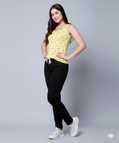 Image of DIAZ Women's Tank Top and Lower Set for Women | Stylish Cotton Co-Ord Set | Sleeveless Top & Jogger Lower for Women |Comfortable Stretchable Fabric 2-Piece Combo Set|women co ord set