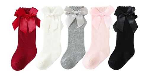 Image of CHUNG Toddler Baby Girls Knee Hight Stocking Cotton Socks 0-7Years Solid Color Bowknot Thin Spring Summer
