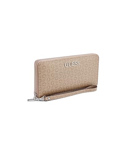 Image of Guess Taupe Printed Zipper Abbas Large Zip Around Wallet