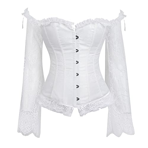 Bustier à baleines blanc pour femme avec soutien-gorge push up et dos lacé en satin