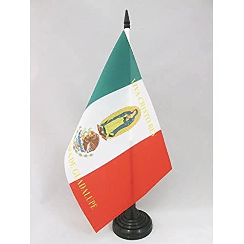 AZ FLAG Bandera de Mesa de MÉXICO Cristo Rey 21x14cm - BANDERINA de DESPACHO DE LOS CRISTEROS 14 x 21 cm