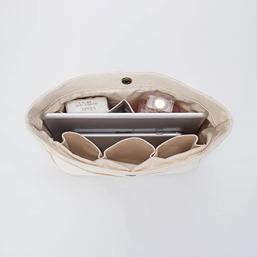 Yonben】Storage Bag Lightweight Large Capacity Eco-Friendly Cotton Canvas Bag Inner Bag Handbag Organizer (Black, S) #TOP5