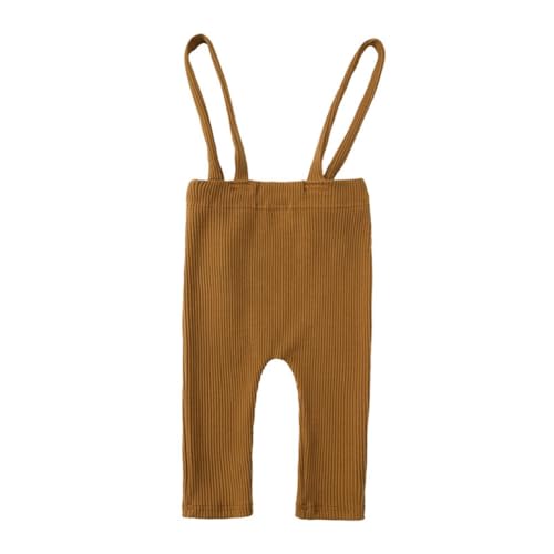WISREMT Baby Boys Girls Overalls Solid Color Suspender Pants Infant Leggings Knit Jumpsuit Fall Winter Clothes 3-24 Months