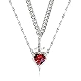 KIFEDSLJ Heart Sword Necklace for Couples Matching Sword Through Heart Necklace Set for Him Her Valentine's Day Gift Jewelry-sliver red