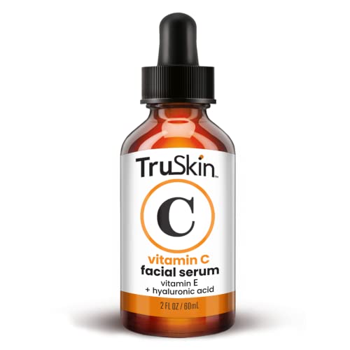 TruSkin Vitamin C Serum for Face & Eye Area, Anti Aging Serum with Hyaluronic Acid, Vitamin E, Organic Aloe Vera and Jojoba Oil, Hydrating & Brightening Serum for Dark Spots, Fine Lines and Wrinkles, 2 fl oz
