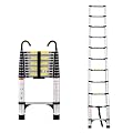 Telescoping Ladder, Aluminum Lightweight Extension Ladder with 2 Triangle Stabilizers, Heavy Duty 330lbs Max Capacity, Multi-Purpose Collapsible Ladder for RV or Outdoor Work (10.5FT)