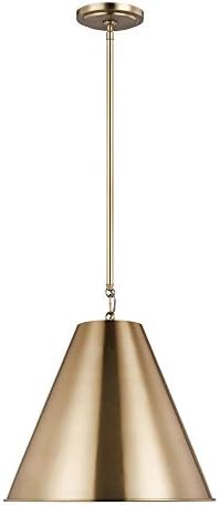 Sea Gull Lighting Gordon-1 Light Small Pendant-15.25 Inch Wide by 15.75 Inch high-Satin Brass Finish-LED Lamping Type
