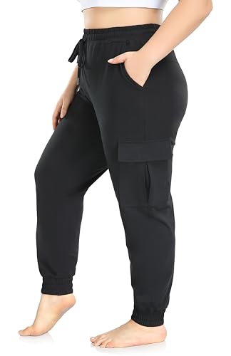 ZERDOCEAN Women's Plus Size Cargo Sweatpants Active Workout Casual Sweat...