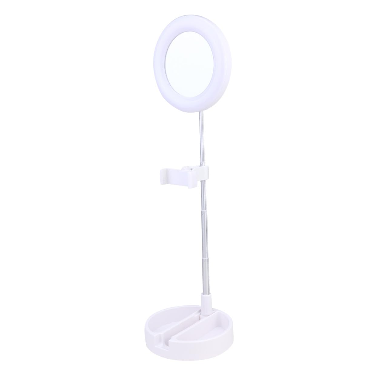 DOITOOL Lampada da Tavolo LED Anello Selfie Regolabile con Supporto Telefono Multifunzione per Trucco e Video Luce Bianco Naturale per Streaming e Fotografia