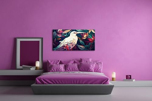 Impression d'art oiseau blanc panorama tableau 80x40 cm - 3
