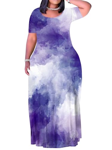 Image of Plus Size Maxi Dresses for Curvy Women T-Shirt Summer Sun Dresses Loose Fit